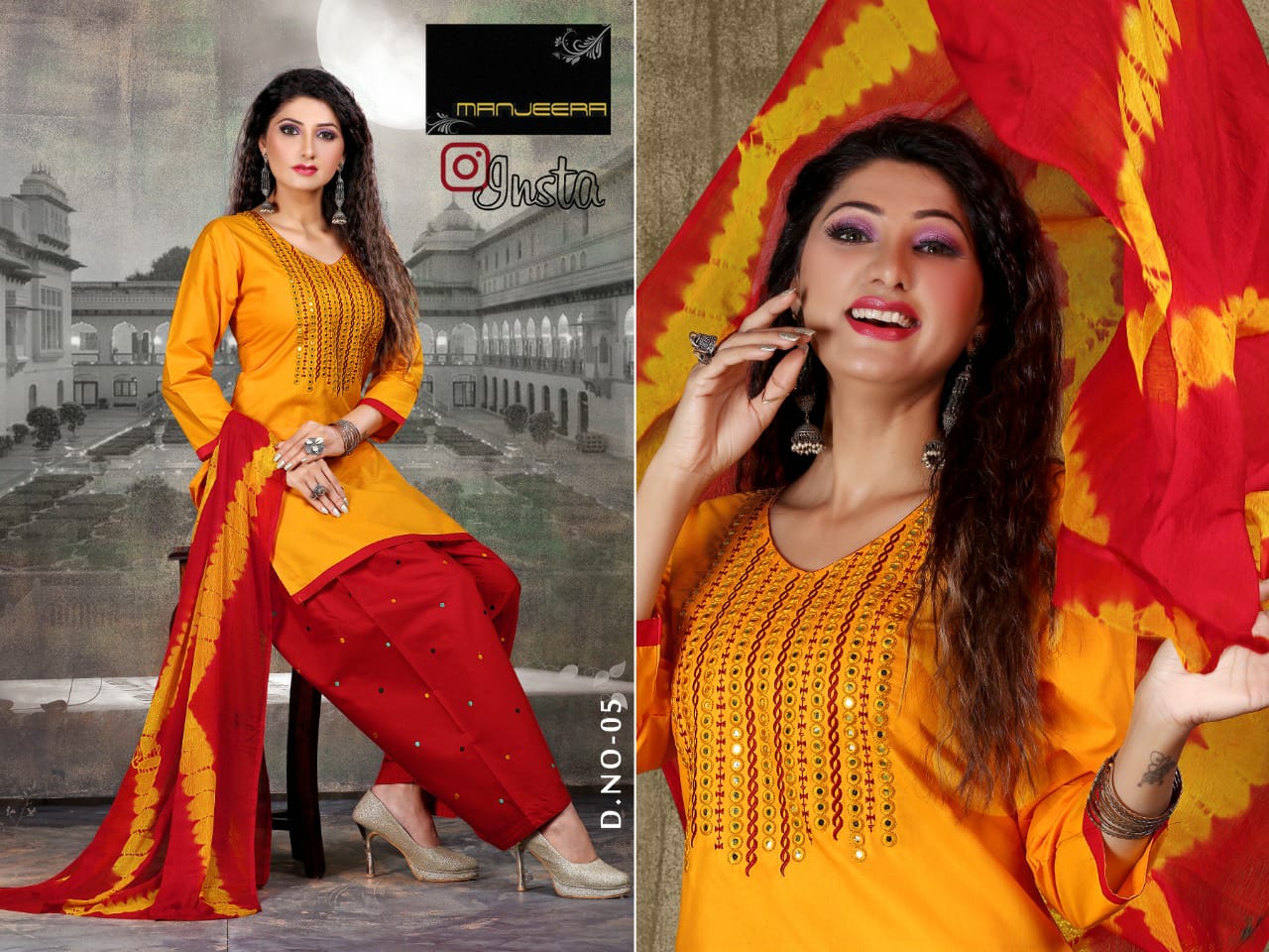 Manjeera Fashion Insta Festive Wear Stain Silk Ready Made Collection